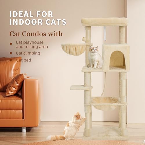56.2 Inch Cat Tree with Cat Condo Viewing Platform - Image 2