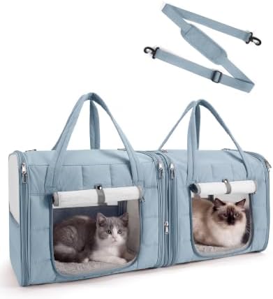 BAGSMART Double Cat Carrier for 2 Cats, Large Soft Pet Carriers for Travel by BAGSMART