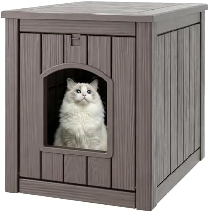 Cat Litter Box Enclosure, Plastic Hidden Litter Box Side Table by KFY