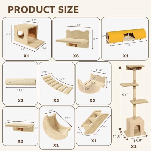 26-in-1 Cat Wall Shelves with Cat Tree - Image 2
