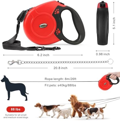 Idepet Heavy Duty Retractable Dog Leash Steel Chain 16ft Pet Leashes - Image 3