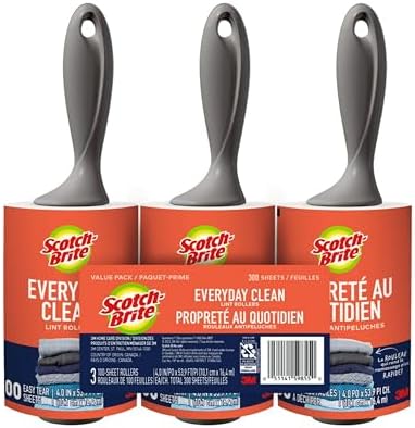 Scotch-Brite Everyday Clean Lint Roller, 300 Sheets Total, 3 Pack by Scotch-Brite