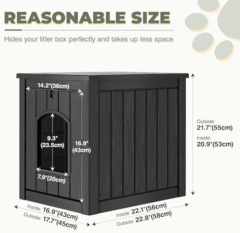 Cat Litter Box Enclosure, Enclosed Cat Litter Box Raised Floor, Openable Front - Image 4
