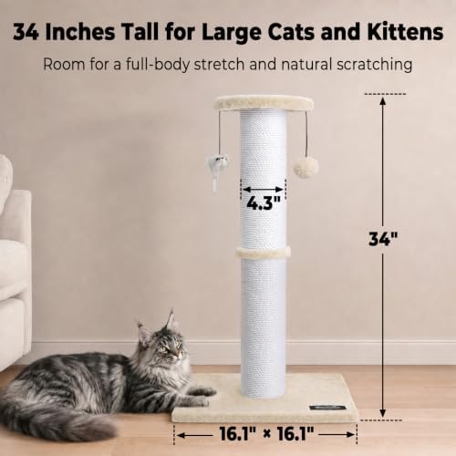 34-Inch Tall Cat Scratching Post - Image 2