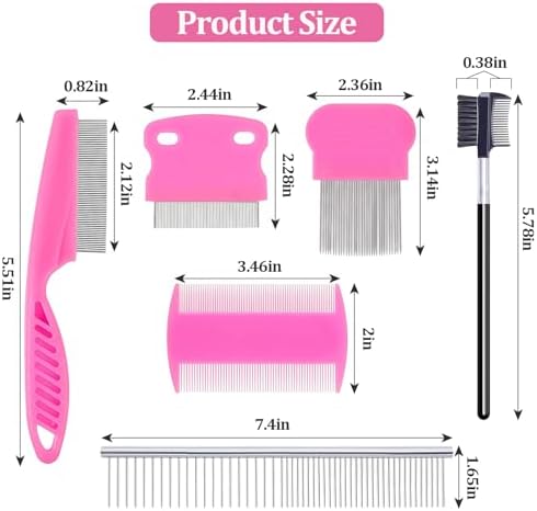 6 Pack Pet Grooming Combs, Stainless Steel Dog and Cat Grooming Combs - Image 2
