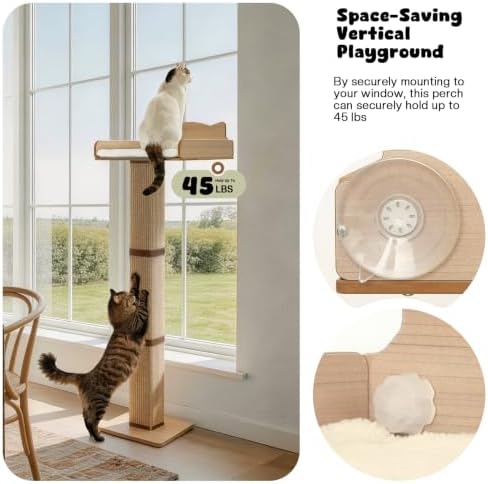 Cat Window Perch with Thick Sisal Scratching Post, Cat Hammock - Image 2