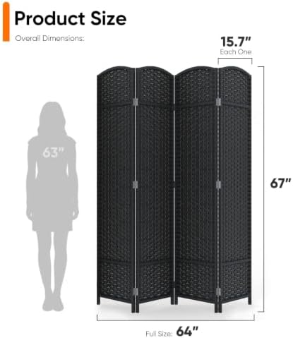 JOSTYLE Outdoor Privacy Screen 4-Panel Folding Room Divider Space Partition - Image 2