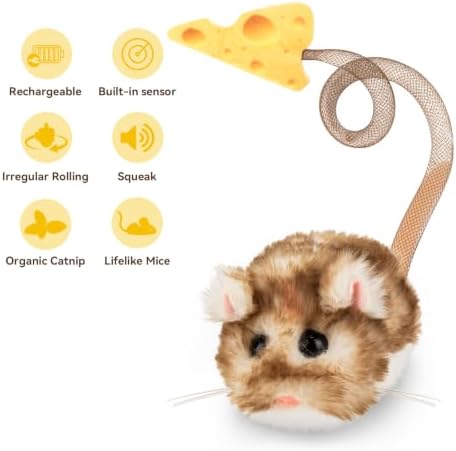 Migipaws Interactive MigiMouse Cat Toy 360° Rolling & Spin - Image 4