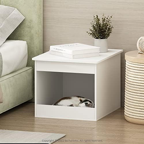 Furinno Peli Top Opening Litter Box Enclosure, Solid White - Image 2