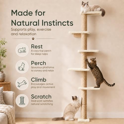 80-Inch Wall-Mounted Cat Tree - Image 4