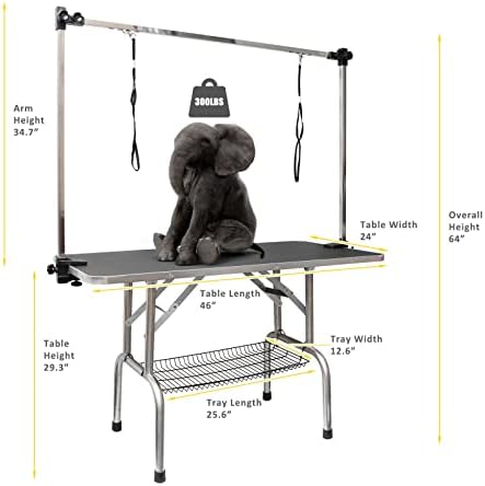 ROOMTEC 46" Dog Grooming Table, Foldable Home Pet Bathing Station - Image 2