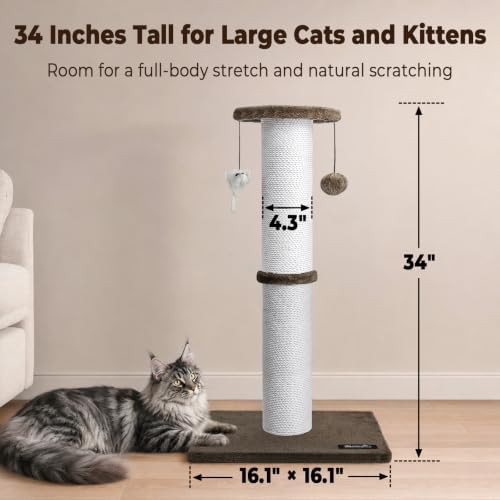 34-Inch Tall Cat Scratching Post - Image 2