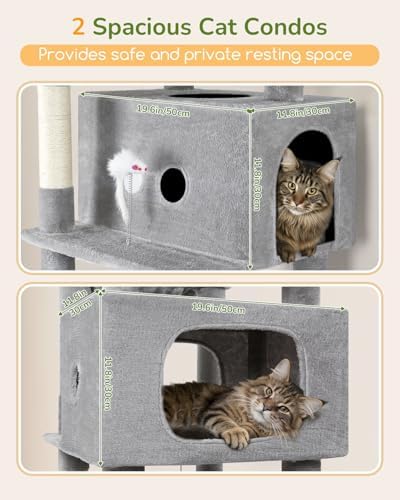 Globlazer 80in Cat Tree Tower for Indoor Cat Large Adult, Light Grey - Image 2