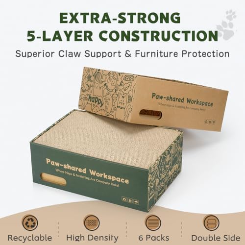 6 Pack Cat Scratch Pad with Nested Boxes, Space-Saving Cat Scratcher Set - Image 2