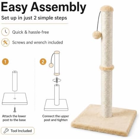 Dimaka 29" Height Tall Cat Scratching Post, Claw Scratcher - Image 3