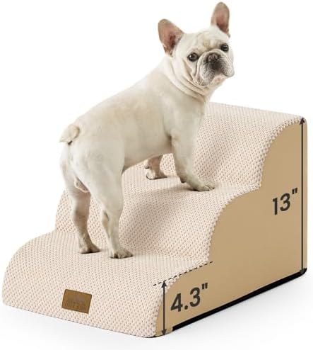 COZY KISS Dog Stairs for Small Dogs, 3 Step Pet Stairs for Beds & Couches by COZYKISS