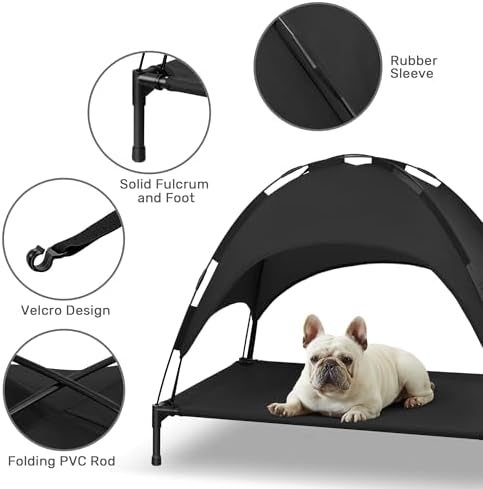 Elevated Dog Bed with Removable Canopy, Sun Protection Shade Tent Dog Cot - Image 4