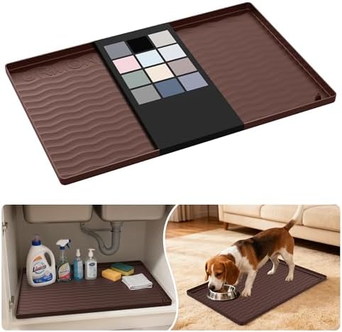URMONA Waterproof Silicone Under Sink Mat, 22 x 14 in, Flexible Shelf Liner by URMONA
