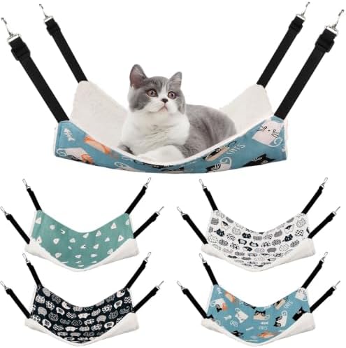4 Pcs Cat Hammock for Cage Reversible Hanging Pet Bed by Ribbonlic