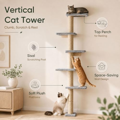 80-Inch Wall-Mounted Cat Tree - Image 2