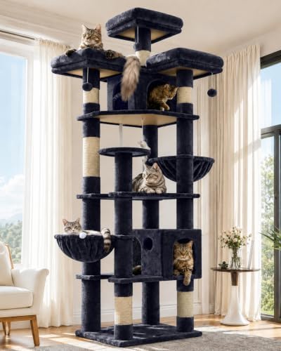 Globlazer Cat Tree Tower for Multiple Adult Cats, Dark Grey by Globlazer