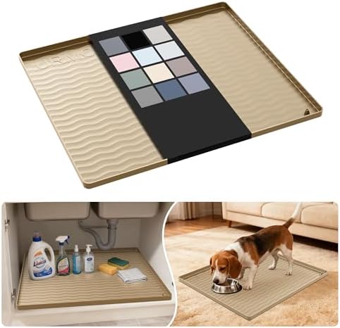 URMONA Waterproof Silicone Under Sink Mat, 22 x 19 in, Flexible Shelf Liner by URMONA