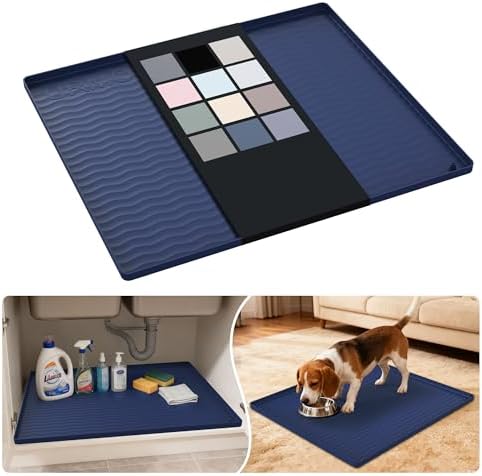 URMONA Waterproof Silicone Under Sink Mat, 25 x 22 in, Flexible Shelf Liner by URMONA
