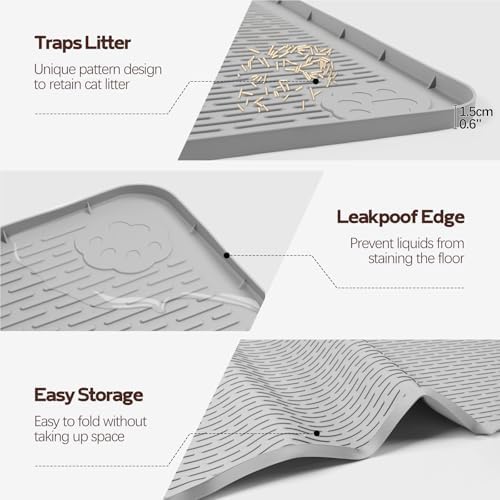 Silicone Cat Litter Mat for Litter Box 70”x45” Large Cat Mat, Light Grey - Image 4