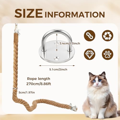 Weysat 2'' x 8.9 ft Cat Climbing Rope - Image 2