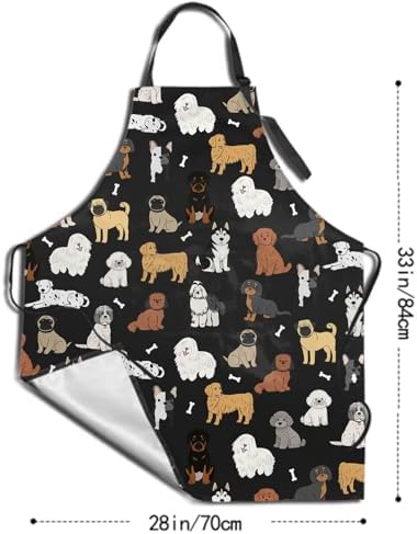 Sweetshow Cute Dog Apron with 2 Pockets and Adjustable Neck Waterproof Kitchen - Image 5