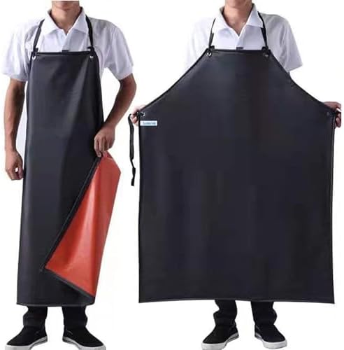 Lchkrep Men's Waterproof Apron Black, Lightweight Vinyl Aprons Rubber Apron by Lchkrep