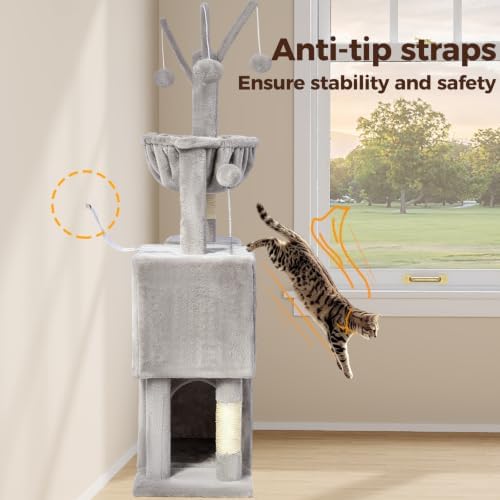 51“ Cat Tree for Indoor Cats, Medium Multi Level Cat Tower - Image 5