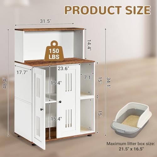 Yafylly Litter Box Enclosure for 2 Cats, Double Litter Box Enclosure - Image 2
