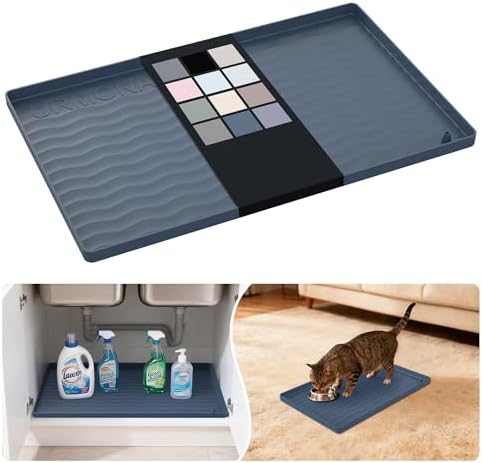 URMONA Waterproof Silicone Under Sink Mat, 25 x 22 in, Flexible Shelf Liner by URMONA