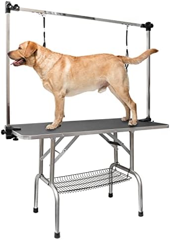 ROOMTEC 46" Dog Grooming Table, Foldable Home Pet Bathing Station by ROOMTEC