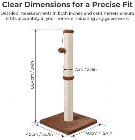 Dimaka 34" Height Tall Cat Scratching Post, Claw Scratcher - Image 2