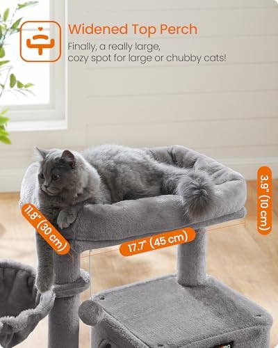 Feandrea Cat Tree, 37.8-Inch Tall Cat Tower, Light Gray - Image 4