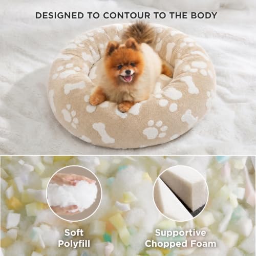LE SURE Shown on TV Jacquard Donut Cute Cat Beds Indoor, Sand 20x20x6in - Image 4