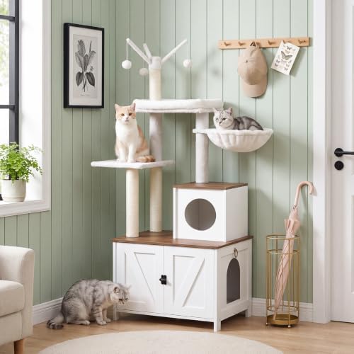 HOOBRO Cat Tree with Litter Box Enclosure - Image 2