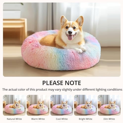 JOLLYVOGUE Calming Dog Bed Medium Size Dog, 31in Donut Washable Medium Pet Bed - Image 6