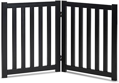 LZRS Wooden Free Standing Dog Gate 40" W x 24" H, Foldable Solid Hardwood Pet by LZRSPET