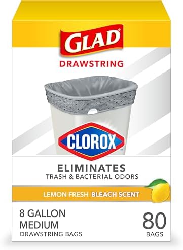 Glad Medium Trash Bags, 8 Gallon, Lemon Fresh Bleach Garbage Bags, Resists by GladTrashFoodStorage