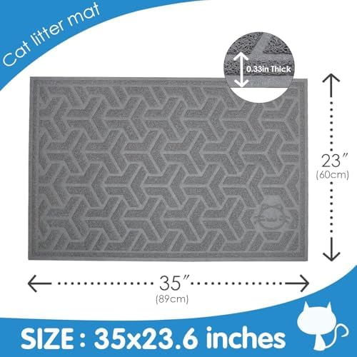 UPSKY Waterproof Cat Litter Mat Large 35" x 24" Soft on Kitty Paws - Image 3