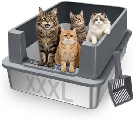 AIPERRO Extra Large Stainless Steel Litter Box by AIPERRO