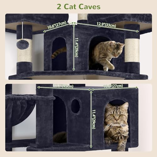 Globlazer Cat Tree Tower for Multiple Adult Cats, Dark Grey - Image 4