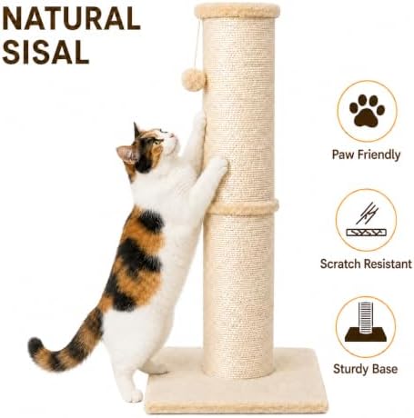 PAWSCRAT 32-Inch Tall Cat Scratching Post, 5.5-Inch Diameter - Image 3