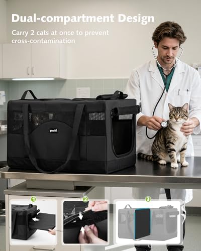 Pecute Cat Carrier, Soft Double Pet Crate - Image 3