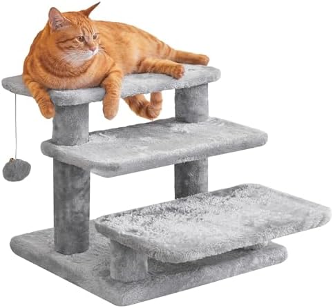 15''H Multi-Step Pet Stairs for High Beds & Sofas, 3-Step Cat Stairs by Furcato