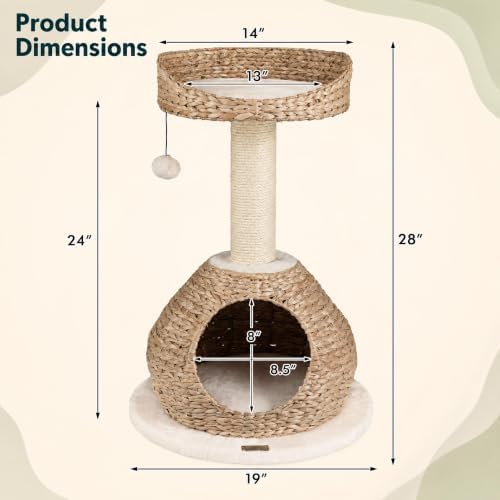 PETSITE 28-inch Modern Cat Tree, Small Cute Cat Tower Sisal Scratching Post - Image 3