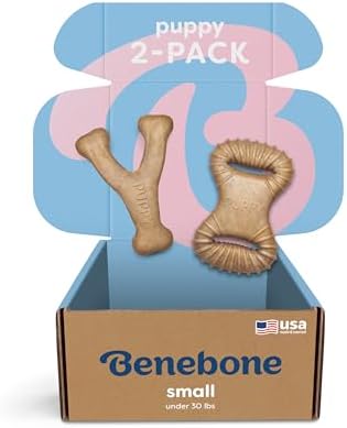 Benebone Puppy 2-Pack Dental/Wishbone Dog Chew Toys, Real Chicken by Benebone